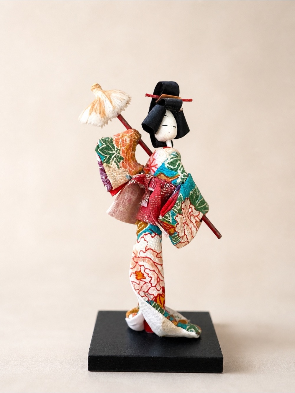 Vintage Japanese Geisha Doll Silk Kimono Mini Decor Japan